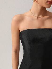 Camila Diniz Designer Women Minimalist Tube Top,For Summer, Holiday, Vacation, Festival - Black - View 5