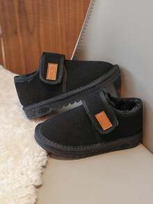 冬季時尚簡約百搭休閑運動毛絨保暖兒童靴 - 黑色 - 查看 2