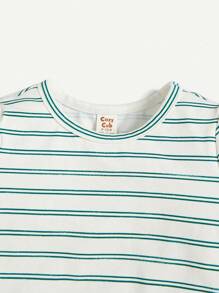 Cozy Pixies 2 件/套 男童汽車印花圓領常規袖條紋 T 卹 - 綠色 - 查看 4