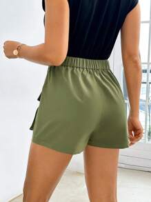SHEIN Essnce Women'S Utility Shorts - Army Green - View 2