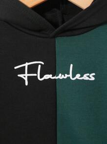 SHEIN Baby Boy Letter Graphic Two Tone Hoodie & Sweatpants - Multicolor - View 4