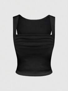 Sweetra Top Sólido Con Pliegues Y Sin Mangas