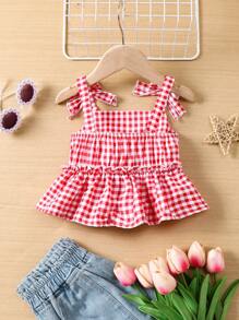 SHEIN 年轻女孩编织格子吊带背心