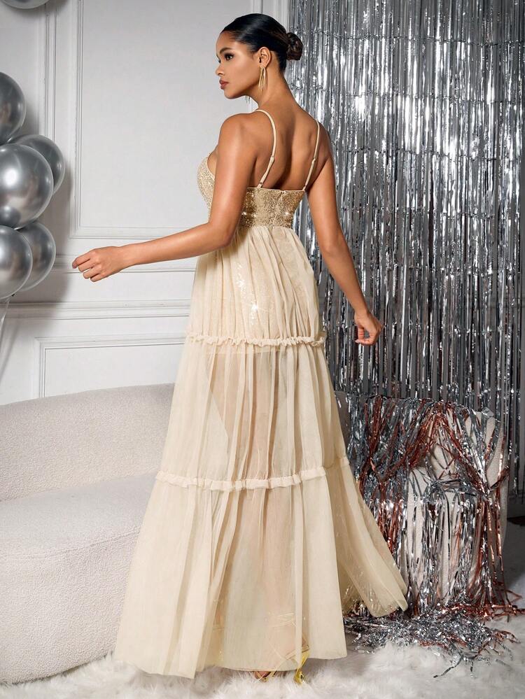 Sequined Patchwork Cami Dress