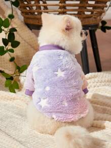 PETSIN (With Night Light) Starry Gradient Color Print Flannel Pet Clothes, Without Hat, Purple, 1 Piece - Multicolor - View 4