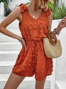 Breezaya Women'S Sleeveless Jumpsuit With Shoulder Knot - Orange - View 4