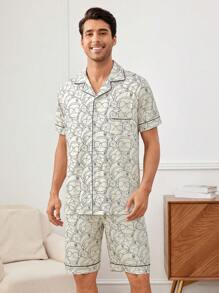 Conjunto De Ropa Informal Para Hombres Con Estampado De Dibujos Animados