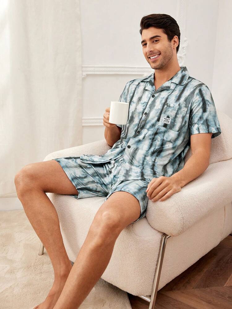 Men'S Tie-Dye Short Sleeve & Shorts Homewear Set