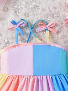 Vestido De Princesa Con Tirantes De Espagueti Y Arco Iris Dulce Para Bebé Niña En Verano (color Aleatorio) - Multicolor - Ver 5