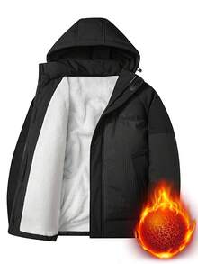 男士連帽襯墊大衣 - 黑色 - 查看 1