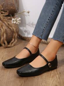 Vintage Style Mary Jane Shoes For Women, New Winter Korean Casual French Style Thick Heel