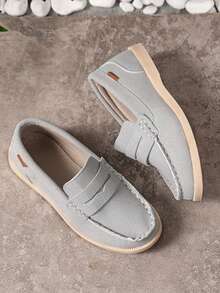 New Arrival Boys' Slip-On Loafers With Soft & Lightweight Sole, Fashionable & Versatile Casual Shoes For Big Kids - Baby Blue - View 5