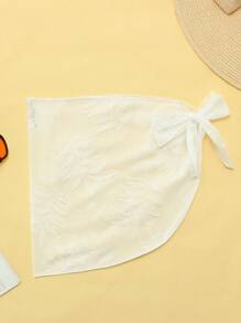 Tween女孩實色海灘遮罩帶棕櫚葉形狀做底裝 - 白色 - 查看 1