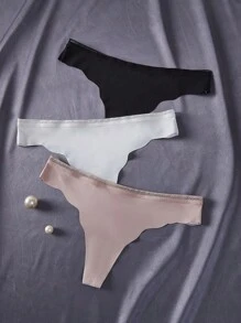 3pcs/Set Seamless Ice Silk Thong Underwear - Multicolor - View 1