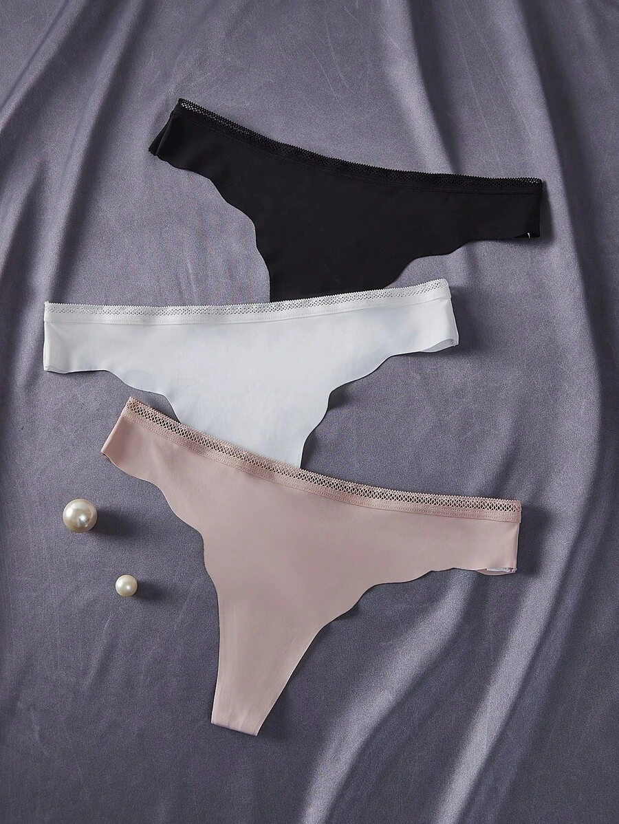 3pcs/Set Seamless Ice Silk Thong Underwear - Multicolor - View 1