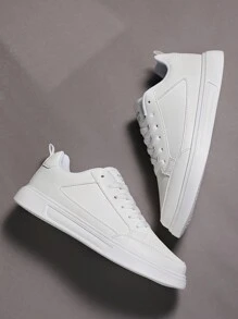 Men's Sports Shoes, Men's Casual Shoes, Fashionable And Personalized Street Student Handsome Shoes, Lace Up Men's Shoes, Men's Sneakers - White - View 5