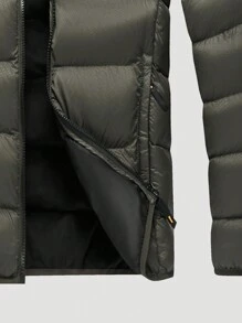 Manfinity Homme Áo khoác nam rộng rãi có mũ trùm đầu có đệm - xanh quân đội - Xem 3