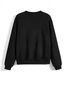 Mahdedesign Cartoon Printed Round Neck Sweatshirt - Black - View 3