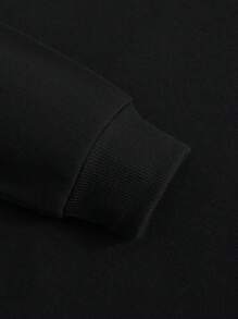 SHEIN EZwear Women's Round Neck Sweatshirt With Letter Print - Black - View 4