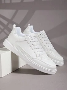 Men's Sports Shoes, Men's Casual Shoes, Fashionable And Personalized Street Student Handsome Shoes, Lace Up Men's Shoes, Men's Sneakers - White - View 4