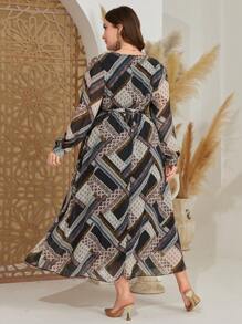 Mulvari 大尺碼花卉束帶連身裙 - 彩色 - 查看 2