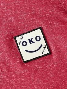 嬰兒男孩簇麻拼色短袖波羅衫和短褲套裝 - 紅色 - 查看 6