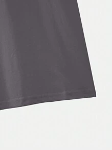 ROMWE Grunge Punk 大尺寸圓領落肩圖案印花t卹 - 灰色 - 查看 4