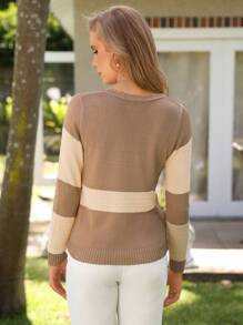 Anewsta Women's Color Block Button Up Cardigan