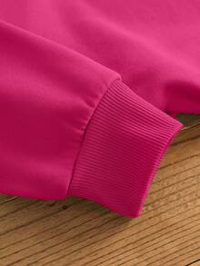 SHEIN EZwear 大尺寸字母印花圓領套頭衫 - 玫紅色 - 查看 5