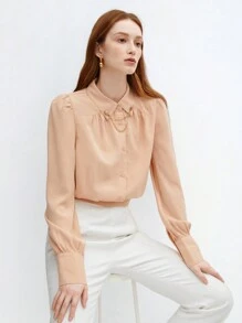 BizChic Women's Long Sleeve Shirt With Chain Decor - Pink - View 6
