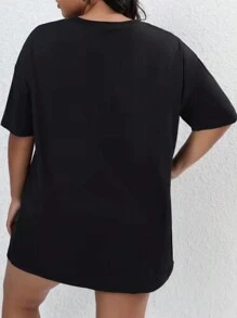 INAWLY 大尺碼卡通印花短袖t恤 - 黑色 - 查看 2