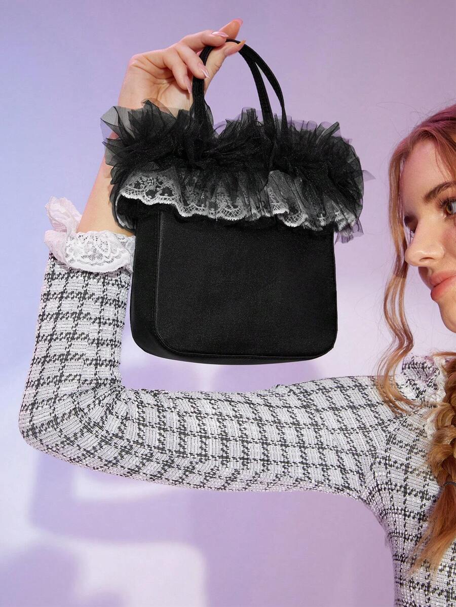 SHEIN MOD Của phụ nữ Đúng mốt Màu thuần Túi tote - màu đen - Xem 1