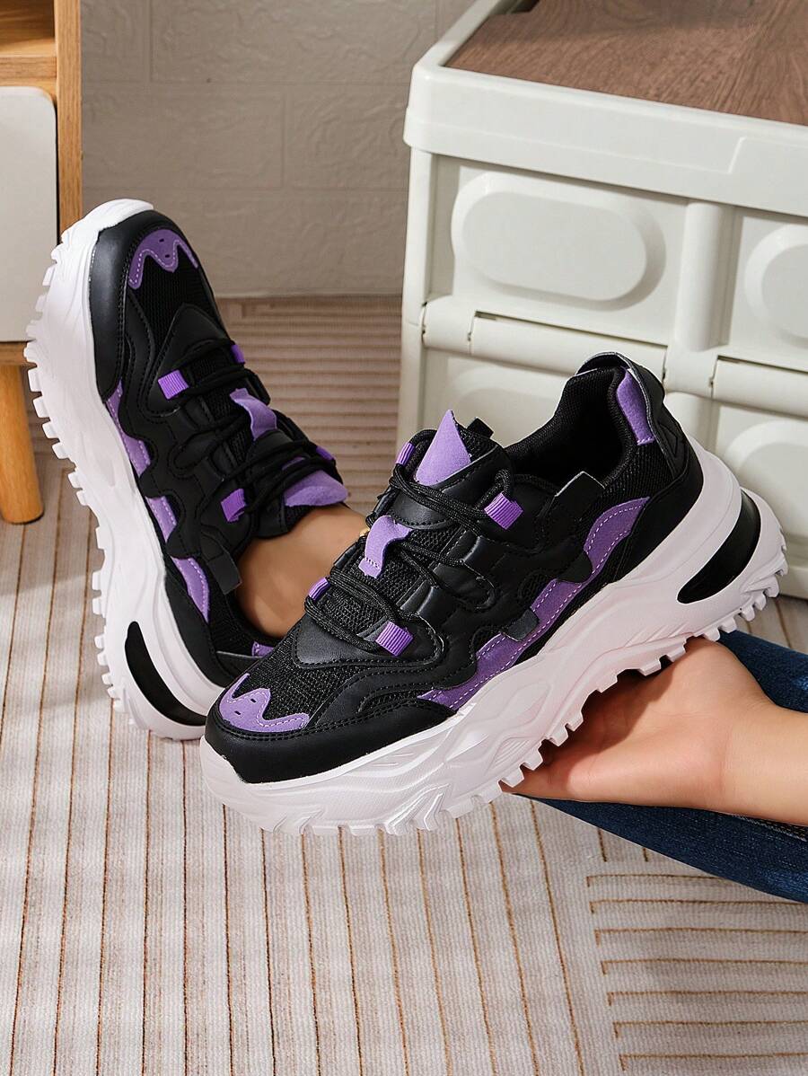 Thoáng khí Và Thoải mái Lưới Đế dày Của phụ nữ Giày thể thao Với Tăng Chiều cao , Giải trí Và Đúng mốt Lady Bố Phong cách Giày thể thao - Nhiều màu - Xem 1