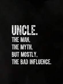 男士口號印花連帽衫 - 黑色 - 查看 3