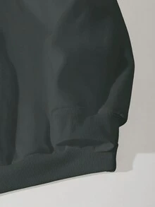 Men's Digital & Letter Print Round Neck Casual Sweatshirt - Dark Grey - View 4