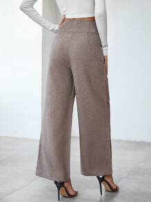 SHEIN Clasi 女款寬腿褲 - 卡其色 - 查看 2