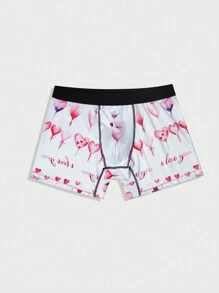 Men'S Heart & Letter Print Boxer Shorts