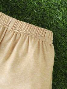 嬰兒男孩簇麻拼色短袖波羅衫和短褲套裝 - 紅色 - 查看 5