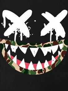 INAWLY 大尺碼卡通印花短袖t恤 - 黑色 - 查看 3