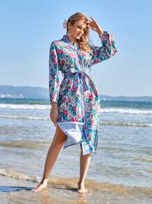 Aveloria Floral Print Long Sleeve Dress Fall Cloth For Women - Multicolor - View 3