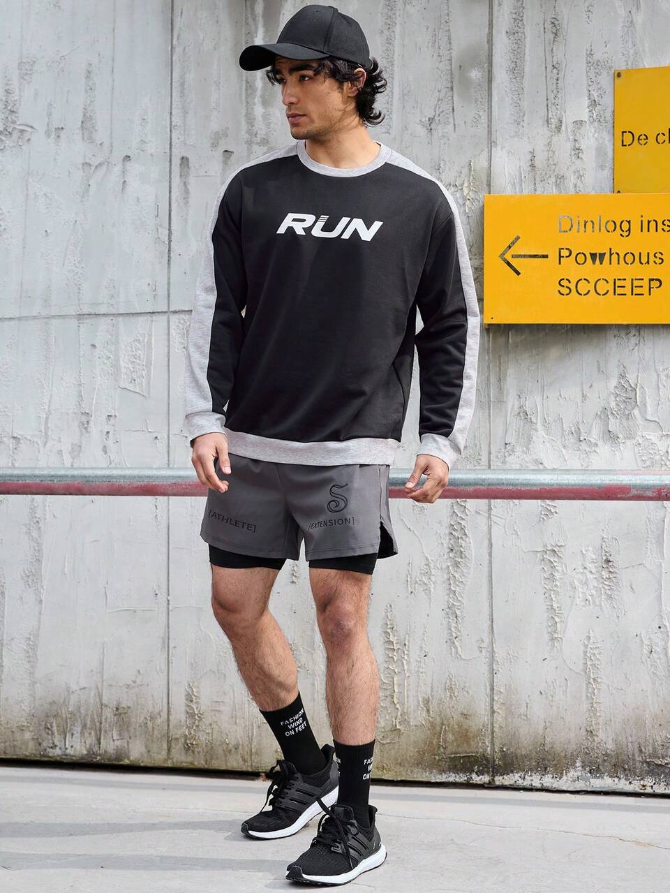 Boyfriend Style Men's Contrast Side Seam Letter Print Sports Sweatshirt Boyfriend Style Men Sweatshirt