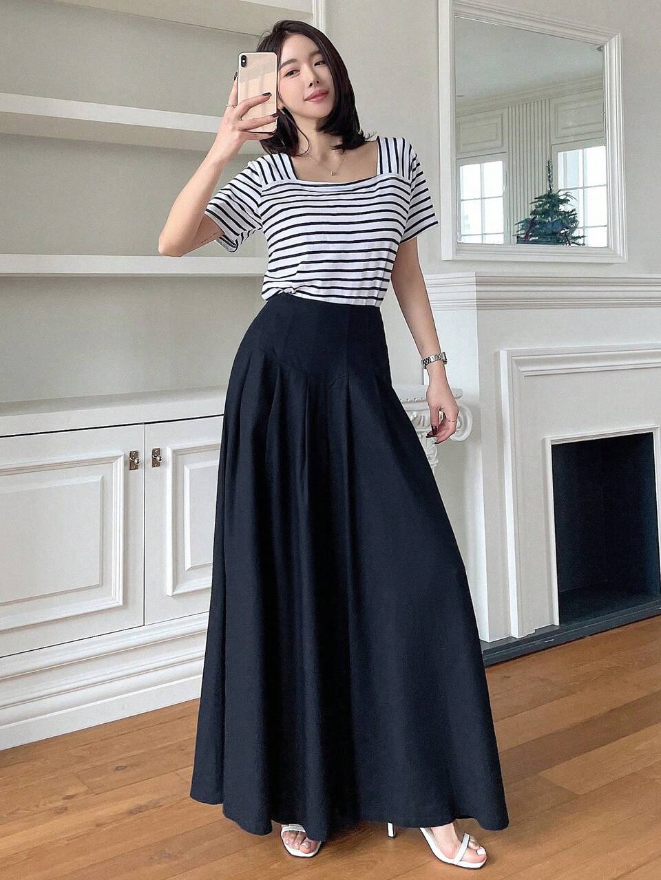 Solid Color High Waist Zipper Fly Wide Leg Pants