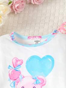 幼兒女童可愛卡通印花長袖t恤和褲子4件套裝,適用於秋季 - 彩色 - 查看 3