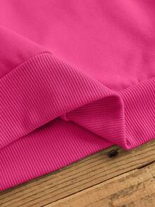 SHEIN EZwear 大尺寸字母印花圓領套頭衫 - 玫紅色 - 查看 6