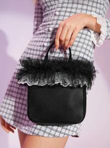 SHEIN MOD Của phụ nữ Đúng mốt Màu thuần Túi tote - màu đen - Xem 3