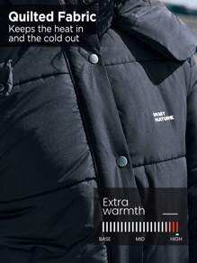 In My Nature In My Nature Women's Hooded Padded Coat With Letter Print, Sports Style