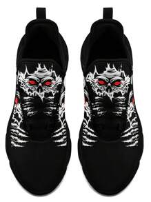 Men's Skull Claw Design Breathable And Comfortable Lightweight Outdoor Running Shoes, With Anti-Slip Shock Absorption Elastic Sole And Printed Mesh Upper - Multicolor - View 7