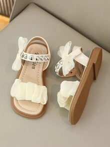 Kids' Fashionable Comfortable Flat Sandals With Strap For Girls - Beige - View 4