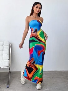 SHEIN Unity 綁染無肩帶連衣裙 - 彩色 - 查看 6