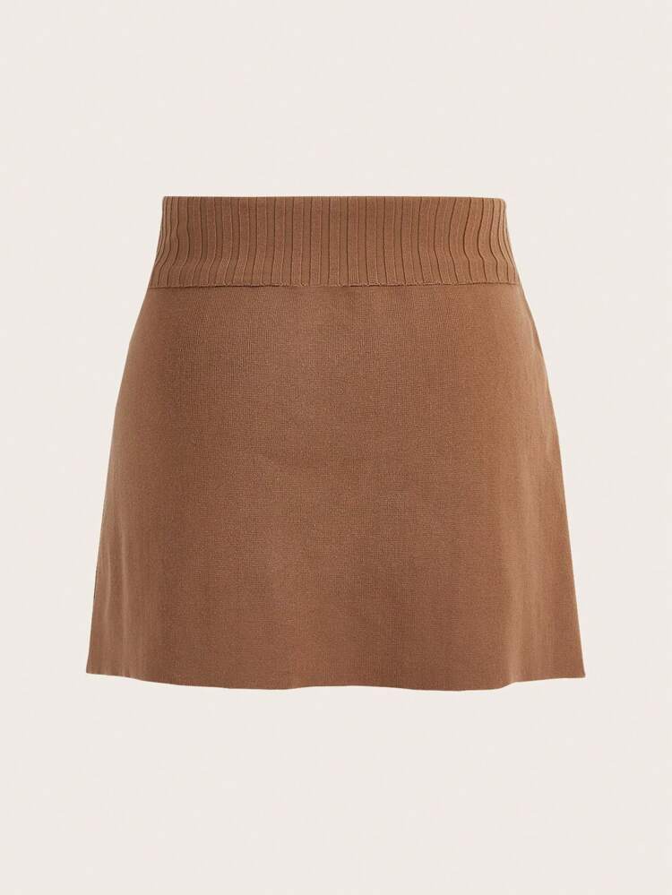 Plus Size Women's Solid Color Knitted Sweater Skirt